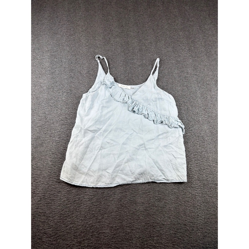 Mustard Seed Camisole Women's‎ Small Light Blue Ruffle Lyocell Tank Top DS0128